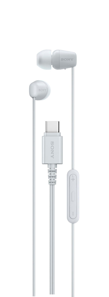 Sony IER‑EX15C USB‑C Wired Earbuds with Mic – Lightweight In‑Ear Headphones for Android, iPhone, Laptop & PC – Tangle‑Free Cable, Clear sound – Perfect for Travel & Everyday Use – White