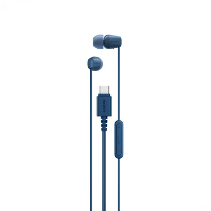 Sony IER‑EX15C USB‑C Wired Earbuds with Mic – Lightweight In‑Ear Headphones for Android, iPhone, Laptop & PC – Tangle‑Free Cable, Clear sound – Perfect for Travel & Everyday Use – Blue