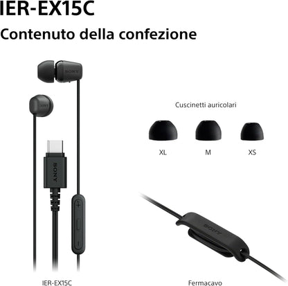 Sony IER‑EX15C USB‑C Wired Earbuds with Mic – Lightweight In‑Ear Headphones for Android, iPhone, Laptop & PC – Tangle‑Free Cable, Clear sound – Perfect for Travel & Everyday Use – Pink