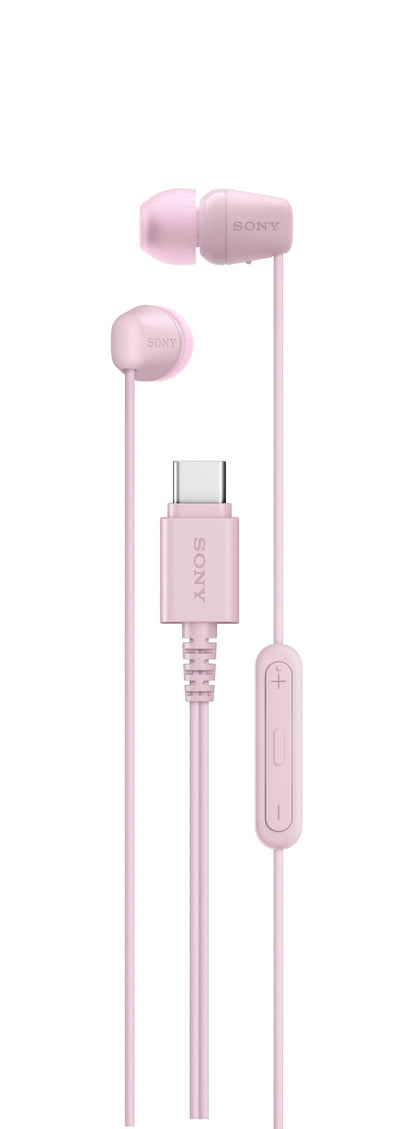 Sony IER‑EX15C USB‑C Wired Earbuds with Mic – Lightweight In‑Ear Headphones for Android, iPhone, Laptop & PC – Tangle‑Free Cable, Clear sound – Perfect for Travel & Everyday Use – Pink