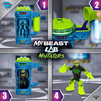 MrBeast Lab Hyper Fusion Mutators, Experiment & Create The Atomic Earth Panther, Add Mutation Fluid, Press The Fingerprint Scanner & Reveal The Panther, Over 20 Points Of Articulation, Collect All 3