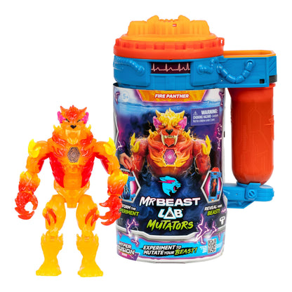 MRBEAST LAB Hyper Fusion Mutators, experimentieren und Fire Panther erschaffen, Mutationsflüssigkeit zufügen; Fingerabdruckscanner drücken und Panther enthüllen, 20+ bewegliche Gelenke