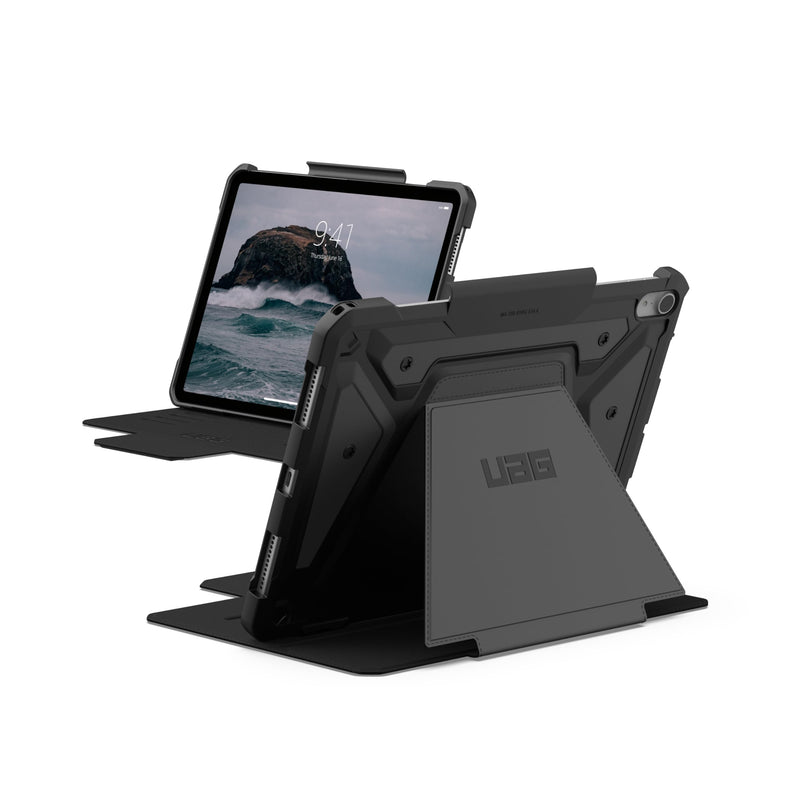 URBAN ARMOR GEAR UAG Designed for iPad Air 11" Case (6th/7th Gen 2024-2025) M3 A3266 A3267 - Rugged Auto Sleep/Wake Folio Cover w/Pencil Holder & Multi-Angle Adjustable Stand, Metropolis SE Black
