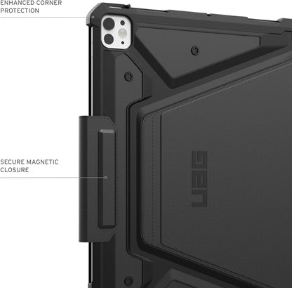 URBAN ARMOR GEAR UAG Designed for iPad Pro 13" Case (7th Gen, 2024, M4) A2926, A2925, A3007 Adjustable Multi-Angle Viewing Stand Auto Sleep/Wake Folio Cover w/Pencil Holder, Metropolis SE Black