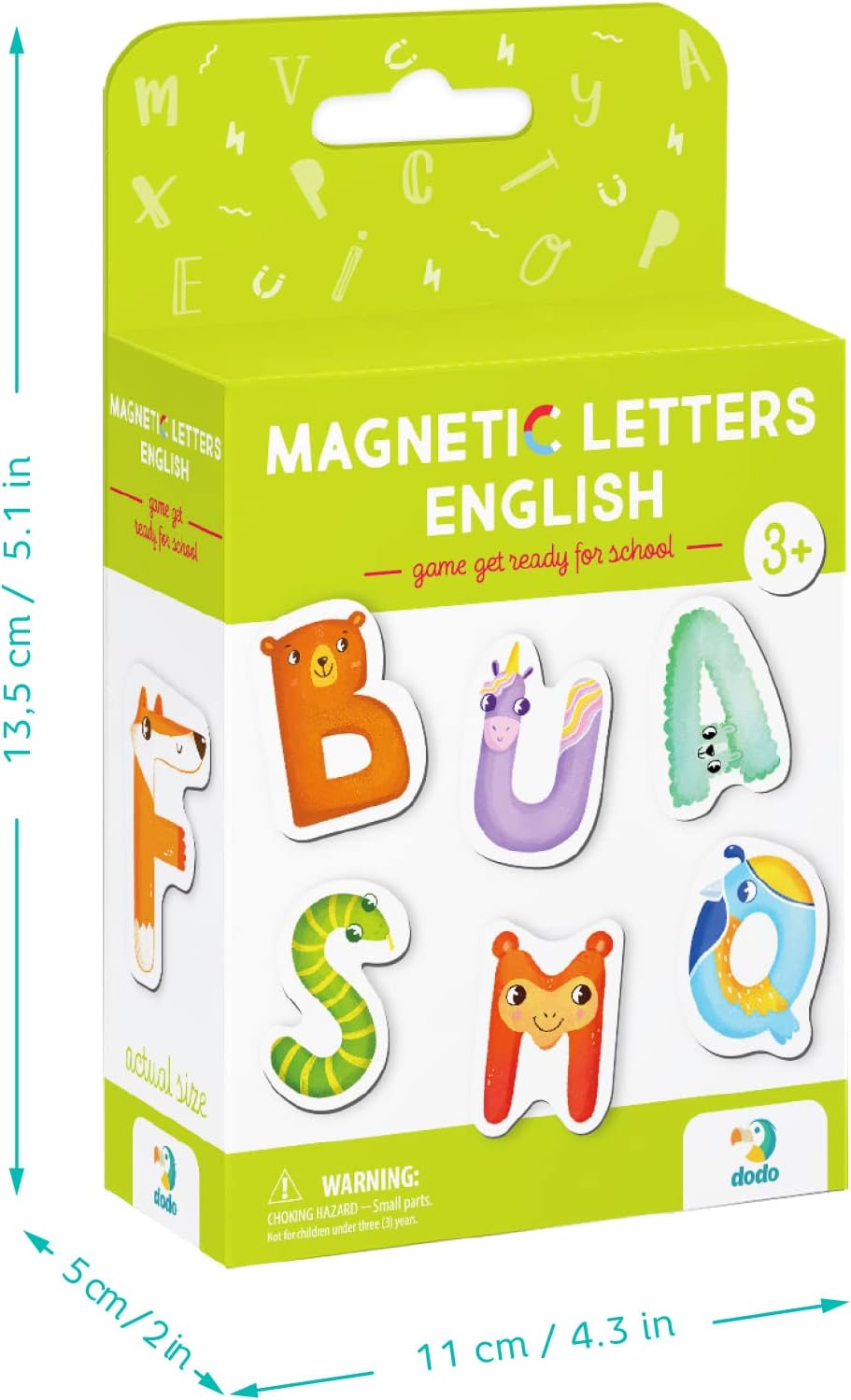Ready to School! 26 Magnetic English Letters drawn as an Animals for Kids 3 year olds and up Dodo Perfect Educational Detailed Gift for Boys and Girls