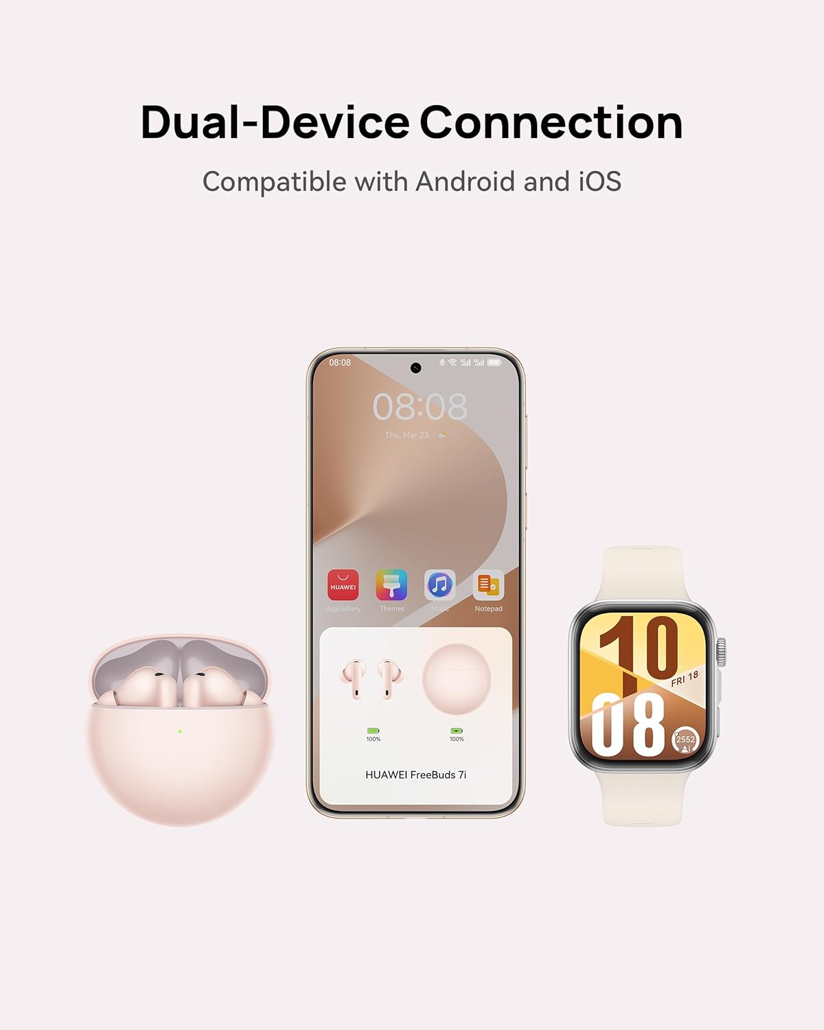 HUAWEI FreeBuds 7i Wireless Earbuds, Intelligent Active Noise Cancellation 4.0, Unlimited Spatial Audio, iOS & Android, Stable Clear Calls, 4 Ear Tips for Comfitable fit, 30 Months Warranty