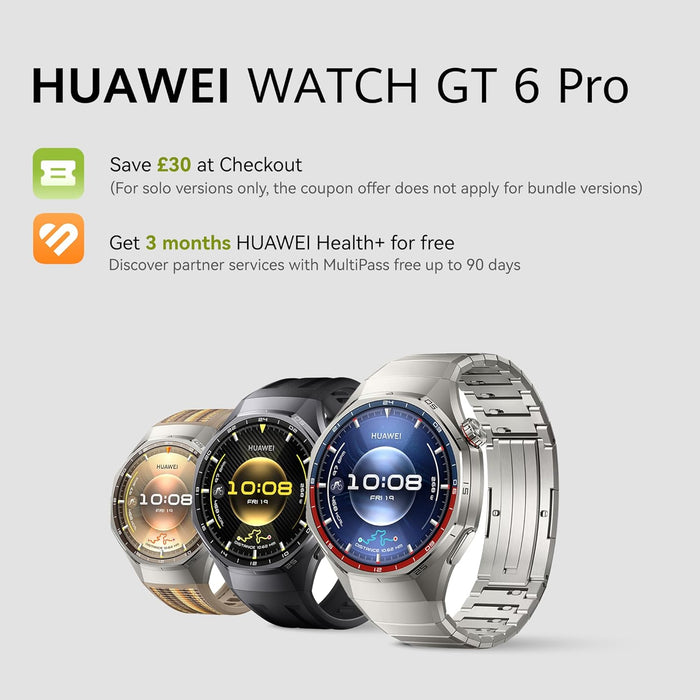 HUAWEI WATCH GT 6 Pro GPS 46mm Smart Watch, 1.47''AMOLED Touchscreen, up to 21 days battery life, Pro-level Cycling, 100+ Sports Mode, iOS & Android, ECG Analysis, All-day Health Monitoring, Black