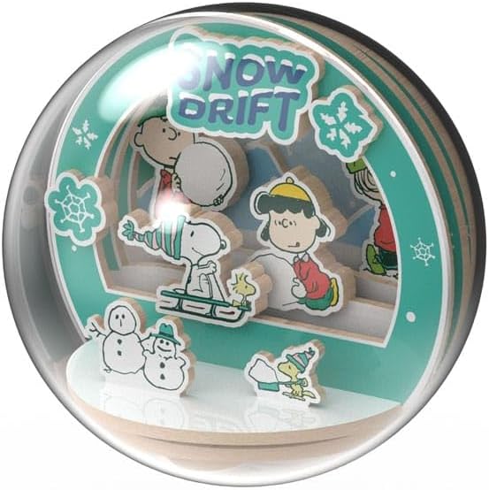 SNOOPY SNOWMAN SEASON WOODEN CRYSTAL BALL