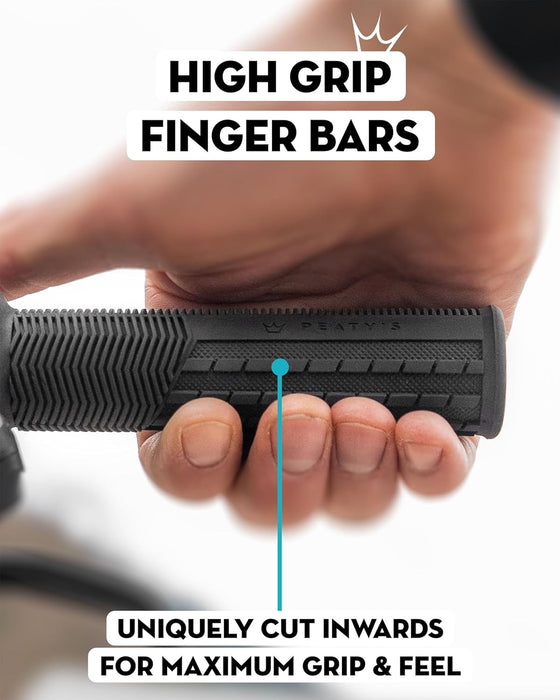 Peaty's Monarch Grips - Mushroom or Knurl/Thick or Thin - Trail Comfort, Durable, Ergonomic Finger Bars, Support Thumb Pad, All Day, All Terrain, Lock on grip MTB Enduro Downhill Ebike Mountain Bike
