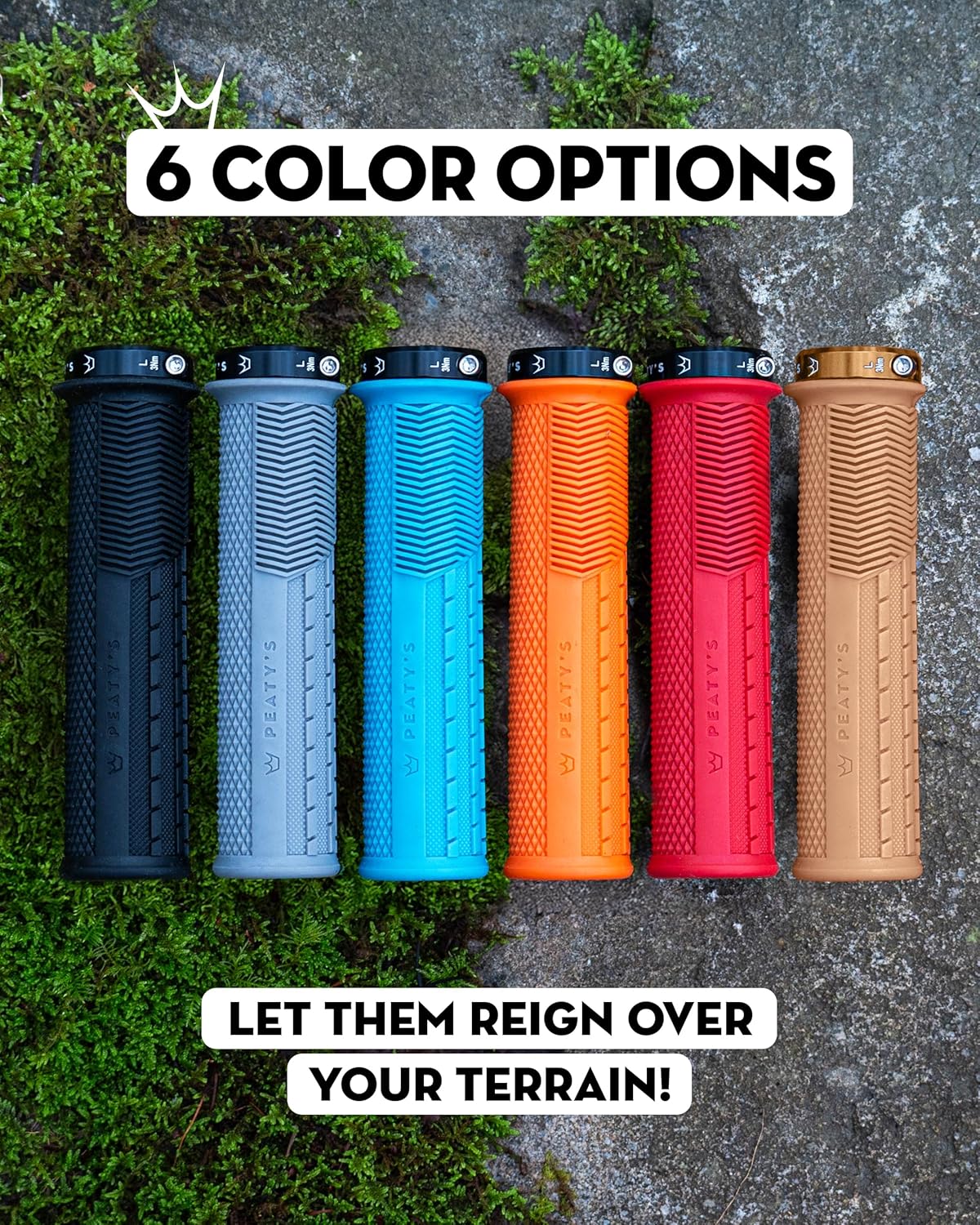 Peaty's Monarch Grips - Mushroom or Knurl/Thick or Thin - Trail Comfort, Durable, Ergonomic Finger Bars, Support Thumb Pad, All Day, All Terrain, Lock on grip MTB Enduro Downhill Ebike Mountain Bike