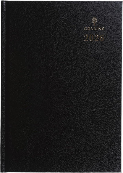 Collins - Desk - 2026 12 Month Calendar Year Planner, Week-To-View Diary, A4 Hard Cover - Black (40.99-26