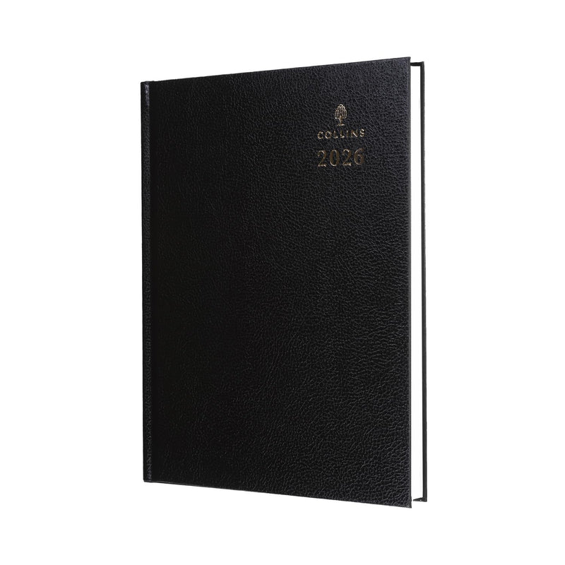 Collins - Desk - 2026 12 Month Calendar Year Planner, Week-To-View Diary, A4 Hard Cover - Black (40.99-26
