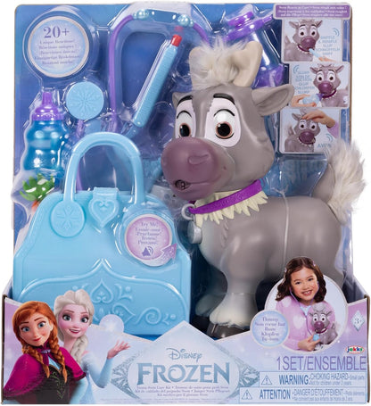 Disney Frozen Young Sven Feature Care Kit with Accessories by Jakks Pacific, 22cm Tall, Includes Travel Bag, 20+ Reactions, Doctors Set for kids Ages 3+, Batteries Included, Officially Licensed