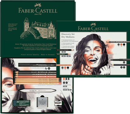 FABER-CASTELL 112925 - tekenset Discovery 17-delig, incl. polychromos, pitt pastel en houtskoolstiften, kunstenaarsbenodigdheden voor beginners