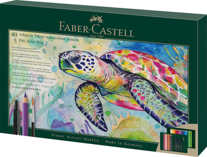 Faber-Castell Albrecht Dürer & Pitt Pen cadeauset, 46-delige set, tekenen, kleuren, verf, penseel, schets, potloden, pennen, school & kantoor, kunstenaarsbenodigdheden. Kunstproduct, papieren blok