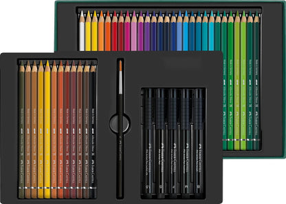 Faber-Castell Albrecht Dürer & Pitt Pen cadeauset, 46-delige set, tekenen, kleuren, verf, penseel, schets, potloden, pennen, school & kantoor, kunstenaarsbenodigdheden. Kunstproduct, papieren blok