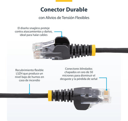 StarTech.com Cable Ethernet CAT6 Delgado 2m Amarillo - UTP - Cobre Puro - 28AWG - RJ45 - Snagless - LSZH - Probado con Fluke