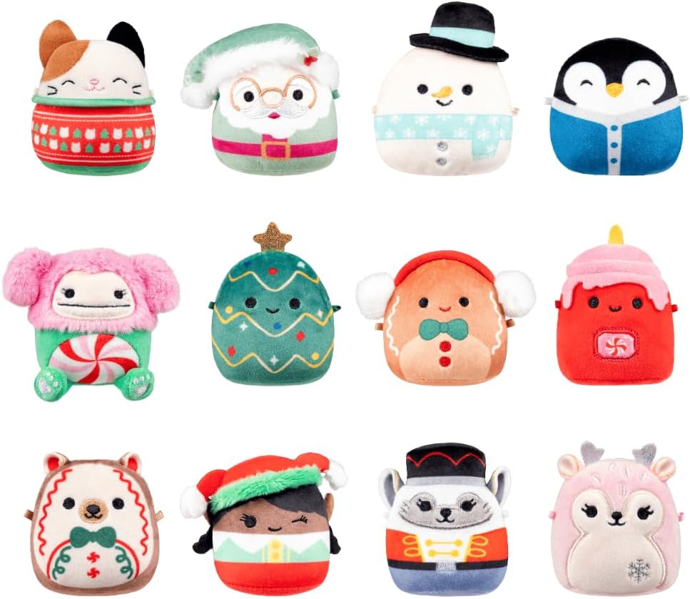 Squishmallows Micromallows 12 Day Advent Calendar 2025, Includuding Cam The Cat Christmas Edition, Tom The Festive Christmas Tree, Nick as Santa, Manny the Snowman and Many More!