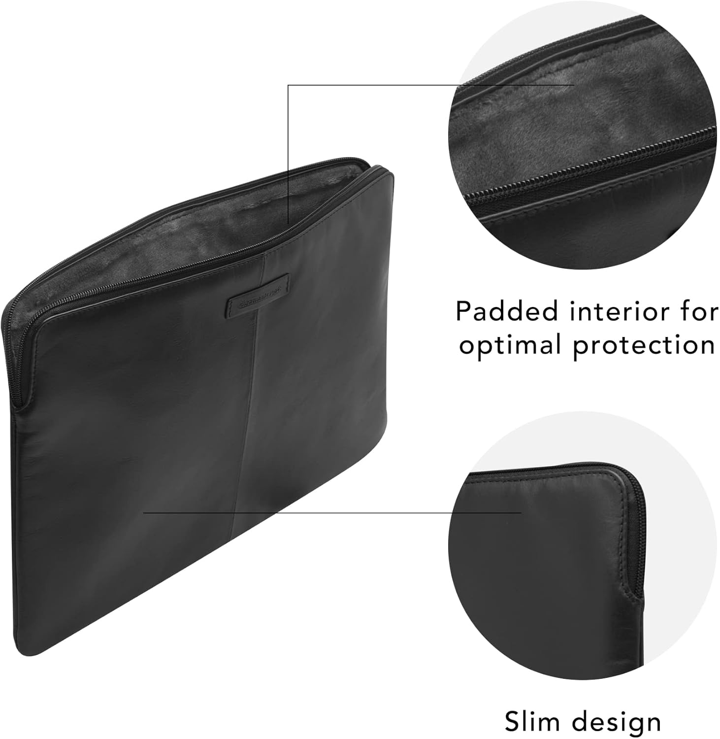 dbramante1928 - Skagen Pro+ Laptop Sleeve - Compatible with Macbook Pro (20)/Air(20) 13 Inch - Made From Sustainably Sourced Full Grain Leather - Protective Computer Sleeve - Black - (2nd Gen