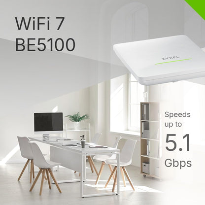 Zyxel WiFi 7 BE5100 NebulaFlex Access Point | 4-Stream Dual-Radio | for Small Businesses | Smart Mesh MLO | 2.5GbE | Power Adapter Included | Nebula App/Cloud or Standalone