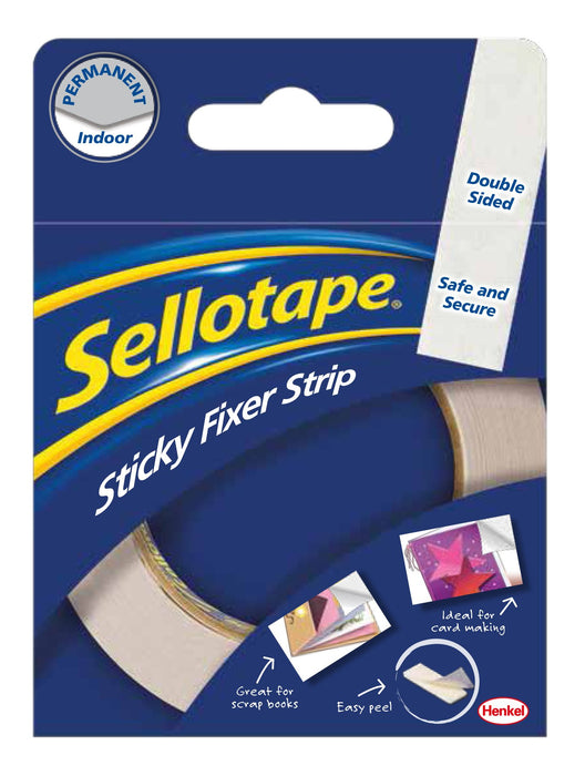 Sellotape 12493X 3796 Sticky Fixer Strip Double-Sided Roll 25mmx3m 1 White-25mmx3m