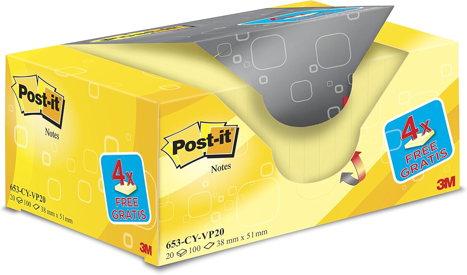 Post-it 38 x 51 mm "Value Pack" Notes - Canary Yellow (Pack of 20