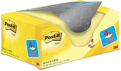 Post-it 38 x 51 mm "Value Pack" Notes - Canary Yellow (Pack of 20