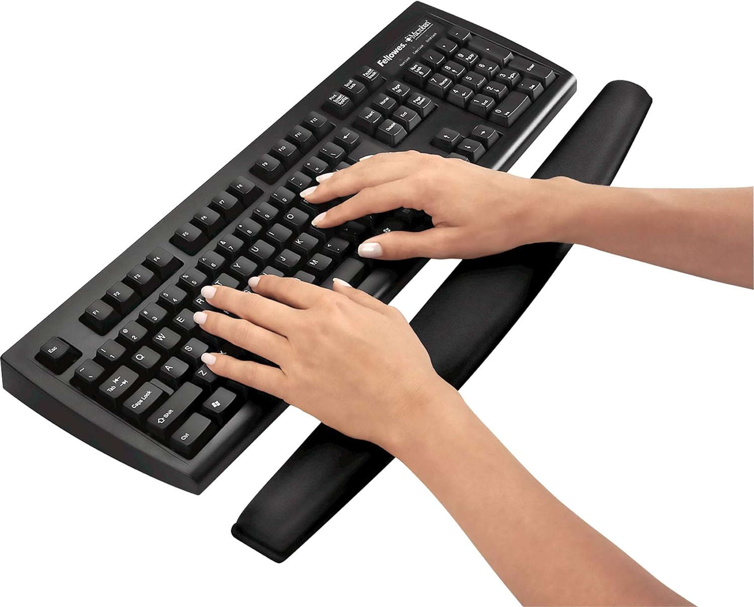 Fellowes Premium Height Adjustable Mouse Pad/Wrist Support - Graphite & 9178201 - Ergo Mouss' Keyboard Wrist Rest - Black - Pack of 1
