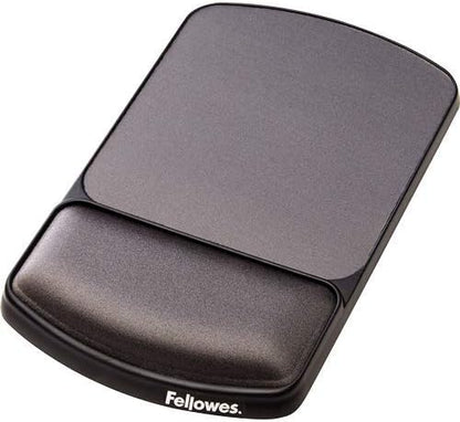 Fellowes Premium Height Adjustable Mouse Pad/Wrist Support - Graphite & 9178201 - Ergo Mouss' Keyboard Wrist Rest - Black - Pack of 1