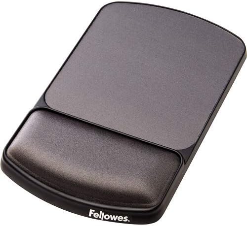 Fellowes Premium Height Adjustable Mouse Pad/Wrist Support - Graphite & 9178201 - Ergo Mouss' Keyboard Wrist Rest - Black - Pack of 1