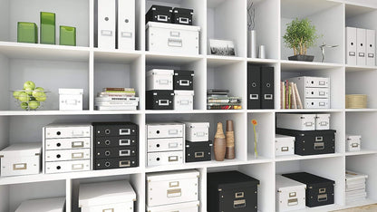 Leitz Magazine File holder, A4, Cardboard Document Storage Box with Label, Foldable with Label, for Home, Office & School, Click and Store Range 60470095