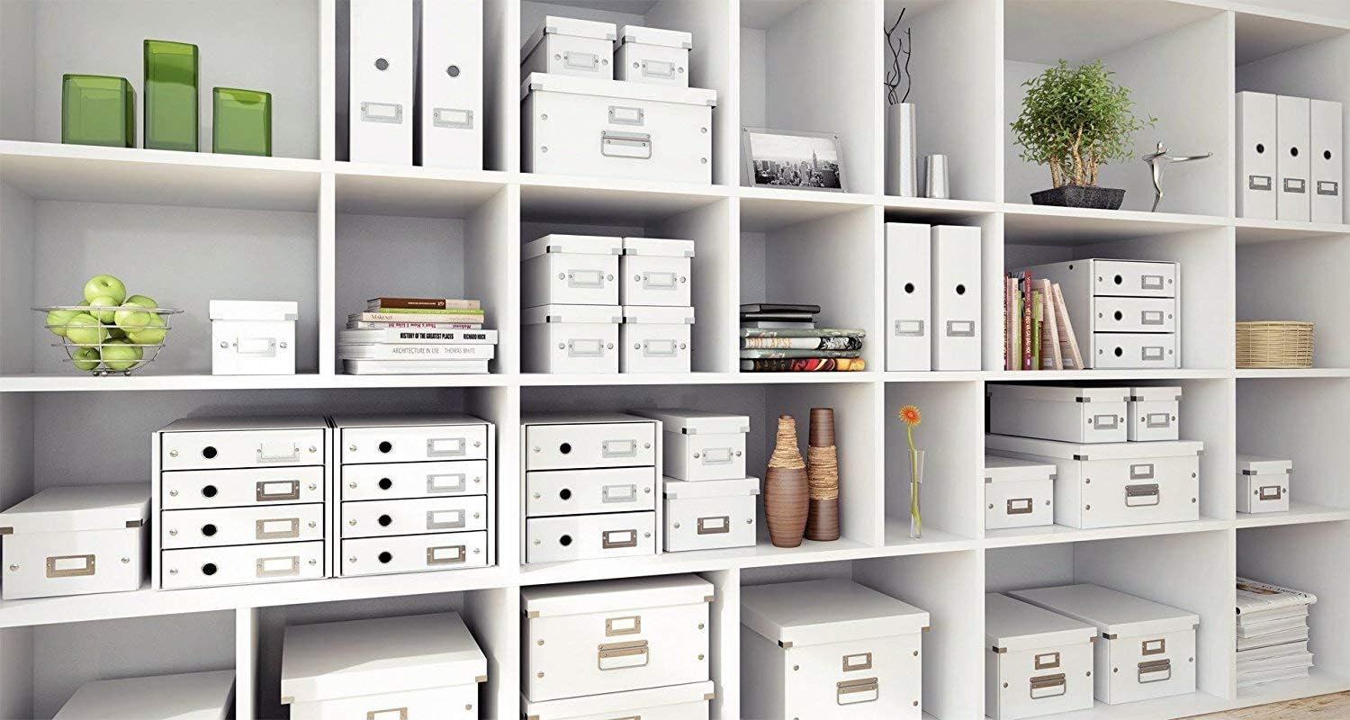 Leitz Magazine File holder, A4, Cardboard Document Storage Box with Label, Foldable with Label, for Home, Office & School, Click and Store Range 60470095