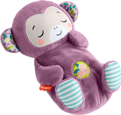 Fisher-Price Baby Toy Soothe ‘n Snuggle Purple Monkey Plush Portable Sound Machine with Breathing Motion & Lights for Newborns Ages 0+ Months, JLH41