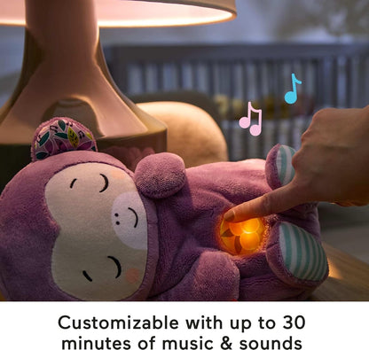 Fisher-Price Baby Toy Soothe ‘n Snuggle Purple Monkey Plush Portable Sound Machine with Breathing Motion & Lights for Newborns Ages 0+ Months, JLH41