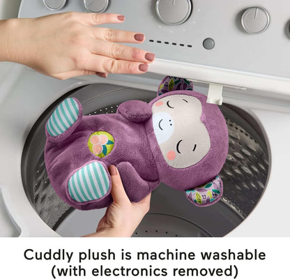 Fisher-Price Baby Toy Soothe ‘n Snuggle Purple Monkey Plush Portable Sound Machine with Breathing Motion & Lights for Newborns Ages 0+ Months, JLH41