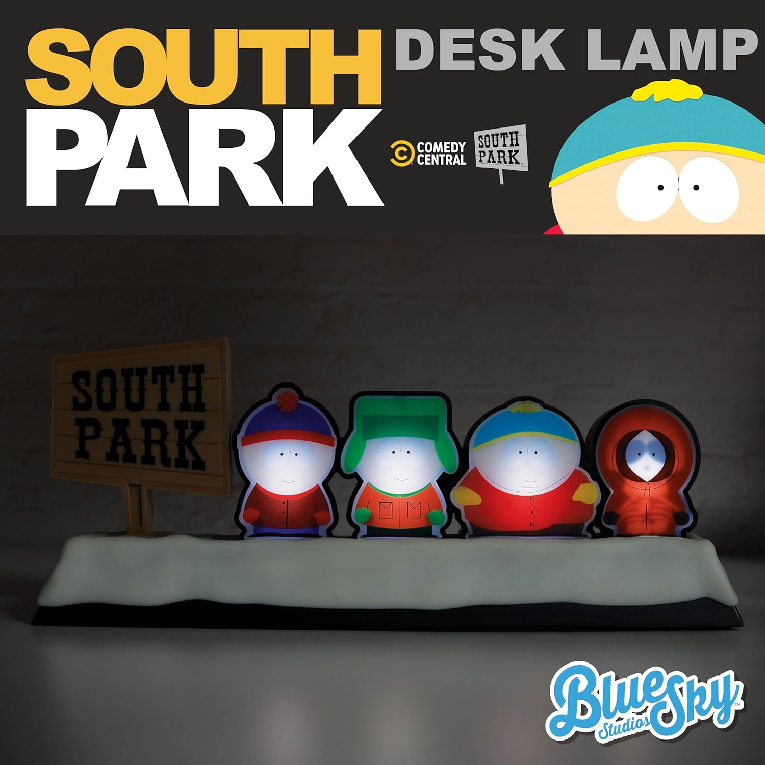 Blue Sky Studios South Park Flicker Light – USB Desk Lamp Featuring Cartman, Kenny, Stan & Kyle – Official Licensed Merchandise – Fun Collectible Lighting