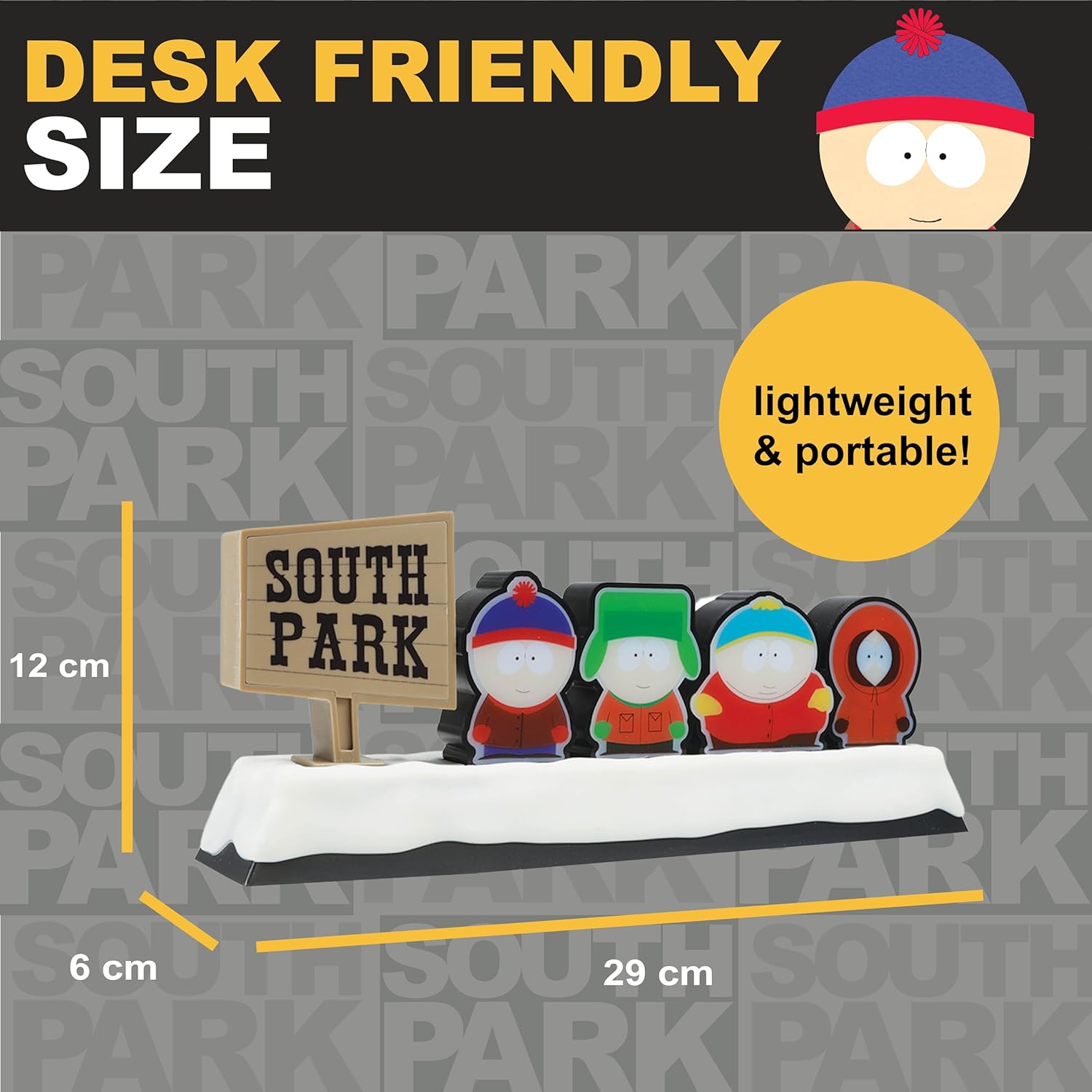 Blue Sky Studios South Park Flicker Light – USB Desk Lamp Featuring Cartman, Kenny, Stan & Kyle – Official Licensed Merchandise – Fun Collectible Lighting