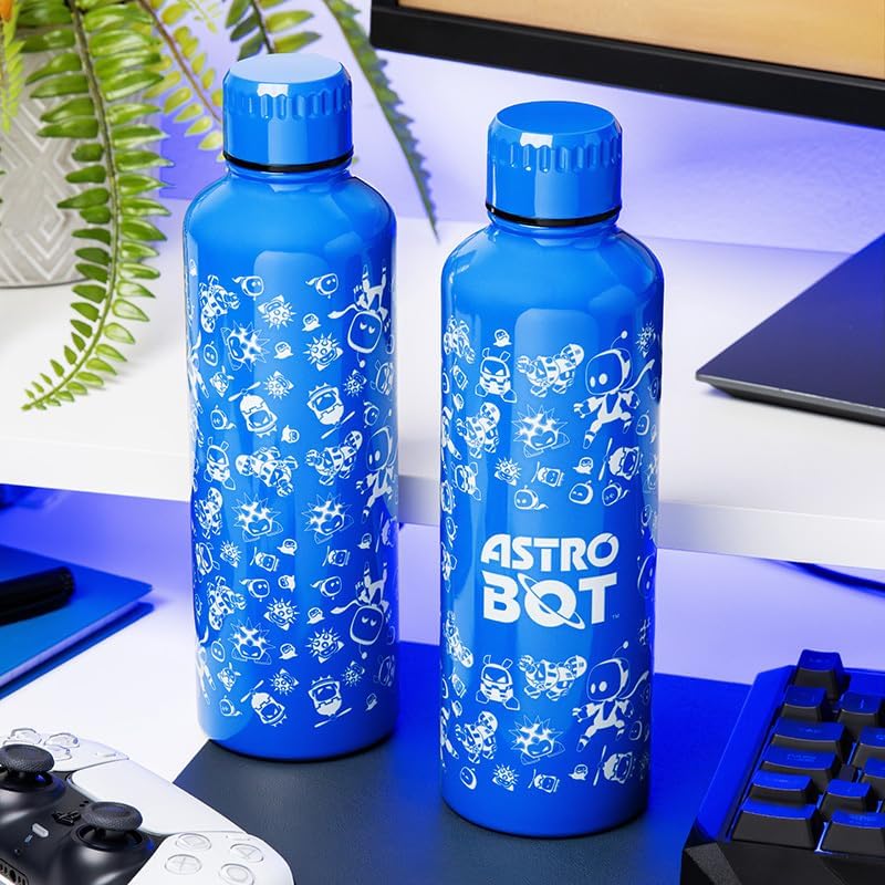 Astro Bot Metal Water Bottle, 500ml (16oz) Stainless Steel Bottle with Screw-Top Lid, Reusable Travel Flask for Gamers, School, Work & Gifts | Paladone