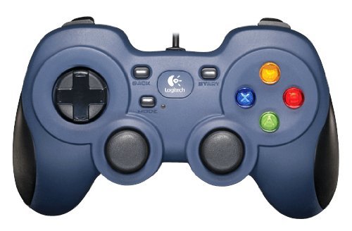 Logitech F310 Wired Gamepad, Controller Console Like Layout, 4 Switch D-Pad, 1.8-Meter Cord, PC - Grey/Blue