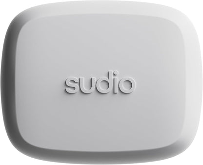 Sudio B3 Snow White - The Open Air Ear Clip. Made of recycled plastic. Open earphone, bone conduction technology, Bluetooth 5.4, water resistance IPX4, long playing time of a total of 24 hours.