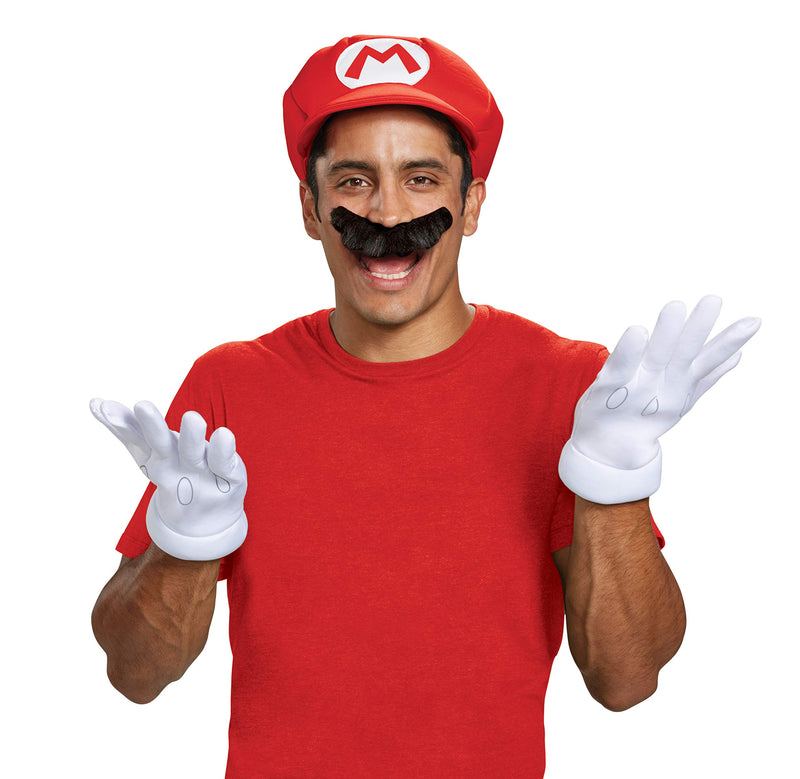Disguise Nintendo Super Mario Adults Red Hat & Moustache Plumber Costume Accessories,