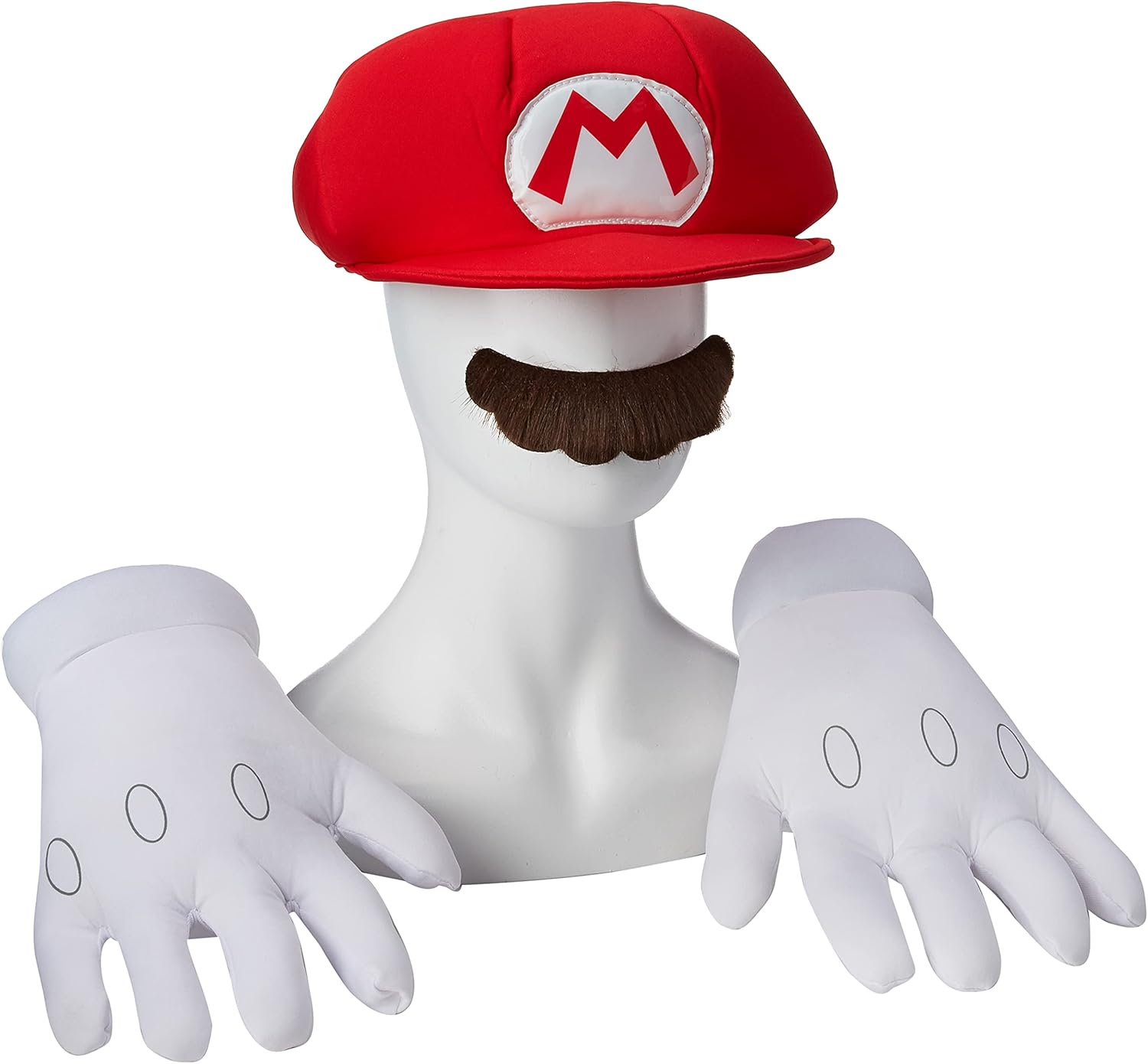 Disguise Nintendo Super Mario Adults Red Hat & Moustache Plumber Costume Accessories,
