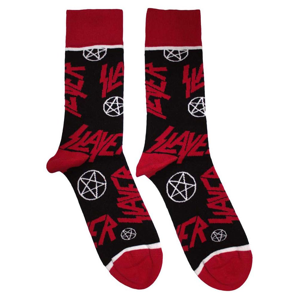 Rock Off officially licensed products Slayer Band Logo And Pentegram Ankle Calzini Size One Size