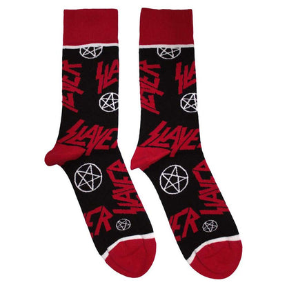 Rock Off officially licensed products Slayer Band Logo And Pentegram Ankle Calzini Size One Size