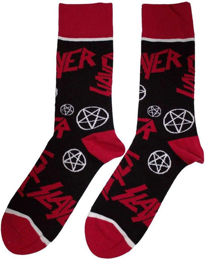 Rock Off officially licensed products Slayer Band Logo And Pentegram Ankle Calzini Size One Size