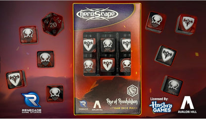 Renegade Heroscape: Utgar Dice Pack | Contains 10 d6 & 1 d20 | Black & RedTwo-Toned Dice | Ages 14+