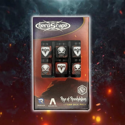 Renegade Heroscape: Utgar Dice Pack | Contains 10 d6 & 1 d20 | Black & RedTwo-Toned Dice | Ages 14+