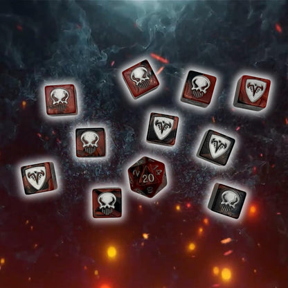 Renegade Heroscape: Utgar Dice Pack | Contains 10 d6 & 1 d20 | Black & RedTwo-Toned Dice | Ages 14+
