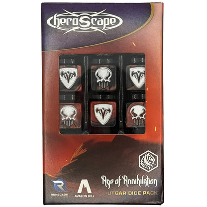 Renegade Heroscape: Utgar Dice Pack | Contains 10 d6 & 1 d20 | Black & RedTwo-Toned Dice | Ages 14+