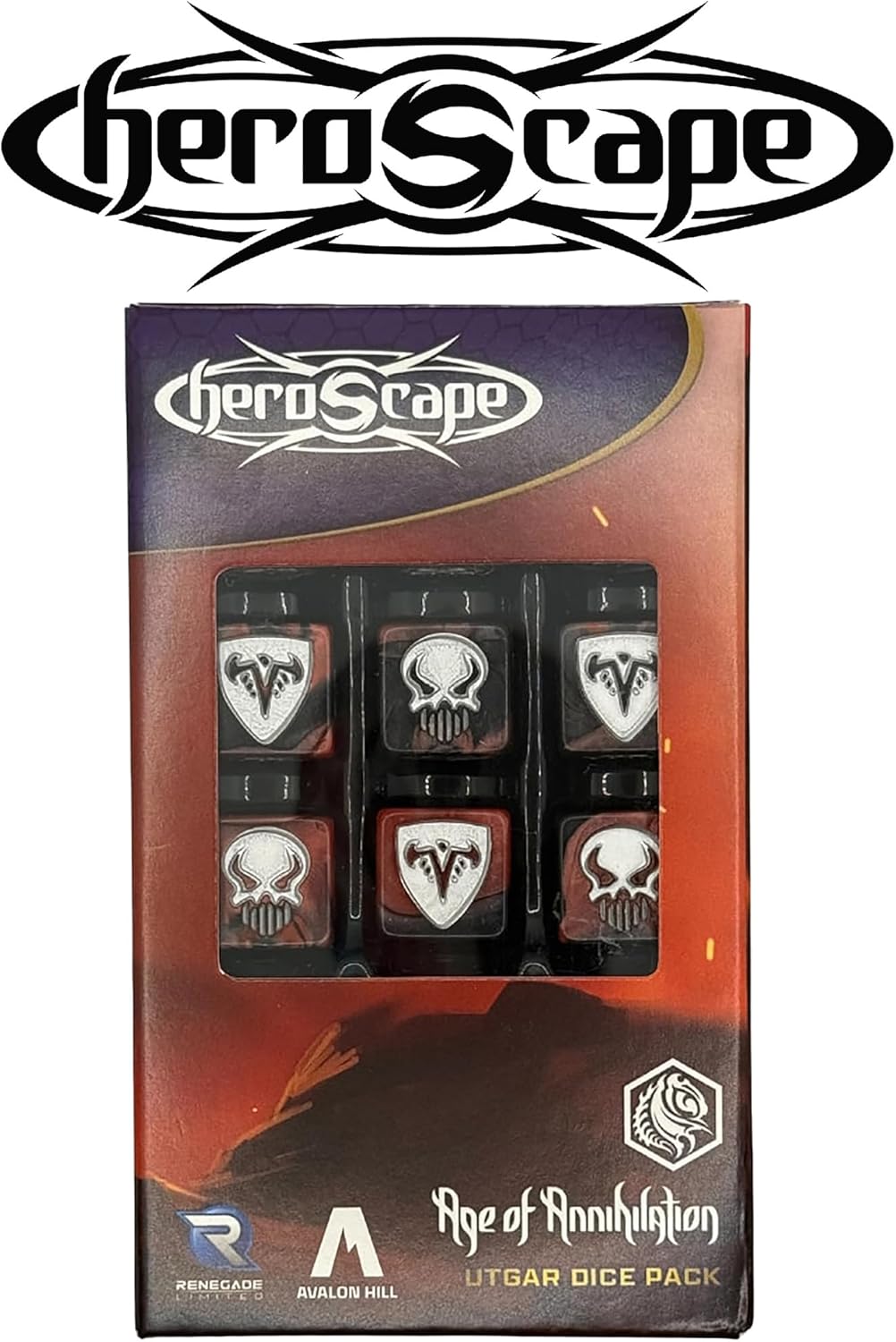 Renegade Heroscape: Utgar Dice Pack | Contains 10 d6 & 1 d20 | Black & RedTwo-Toned Dice | Ages 14+